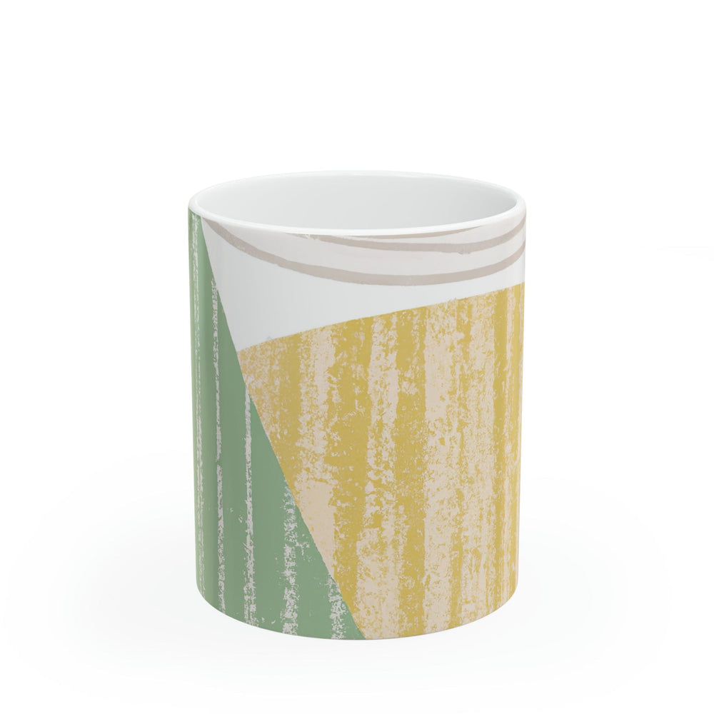 Ceramic Mug 15oz Green Textured Boho Pattern - Decorative | Ceramic Mugs | 11oz