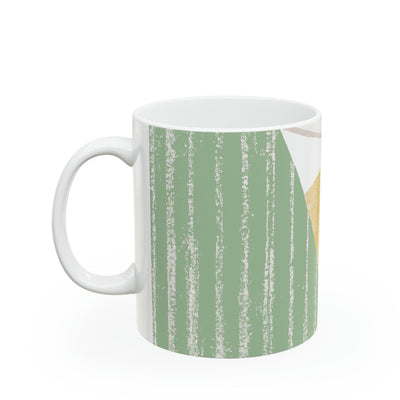 Ceramic Mug 15oz Green Textured Boho Pattern - Decorative | Mugs 11oz