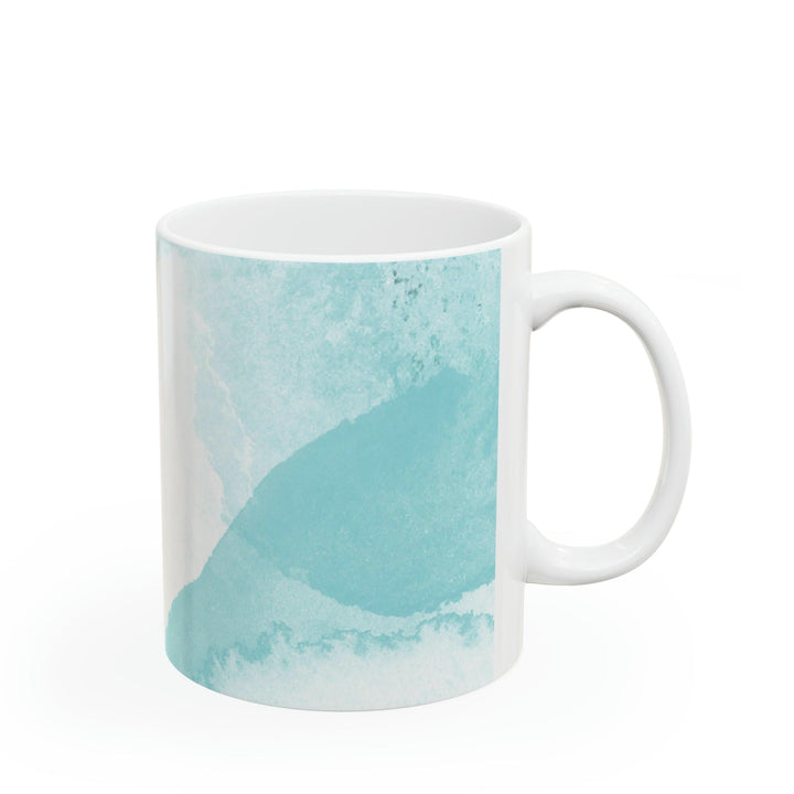 Ceramic Mug 15oz Subtle Abstract Ocean Blue And White Print - Decorative