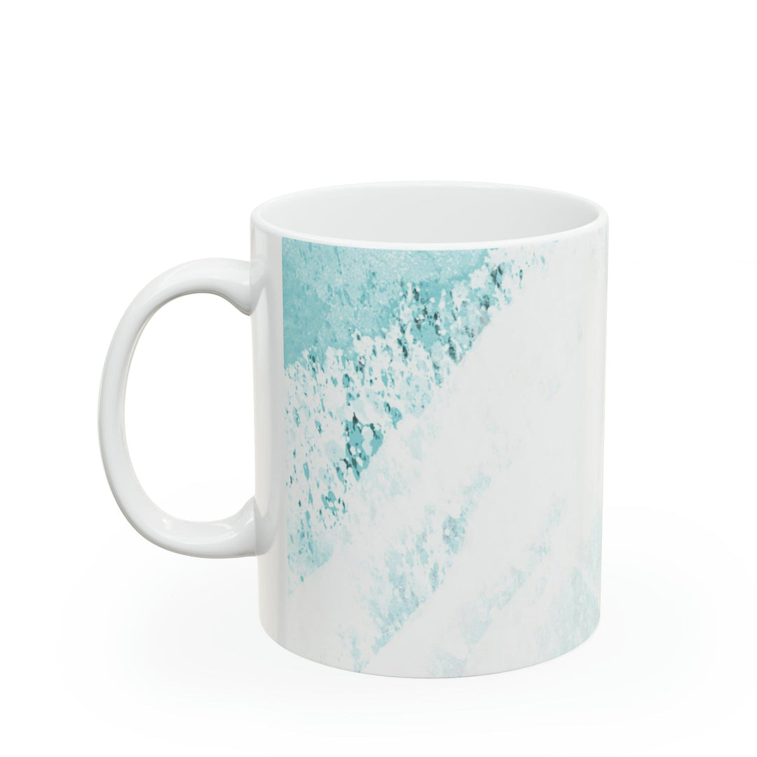 Ceramic Mug 15oz Subtle Abstract Ocean Blue And White Print - Decorative