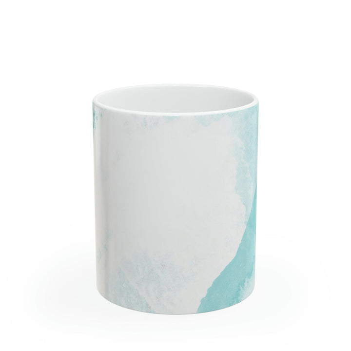 Ceramic Mug 15oz Subtle Abstract Ocean Blue And White Print - Decorative