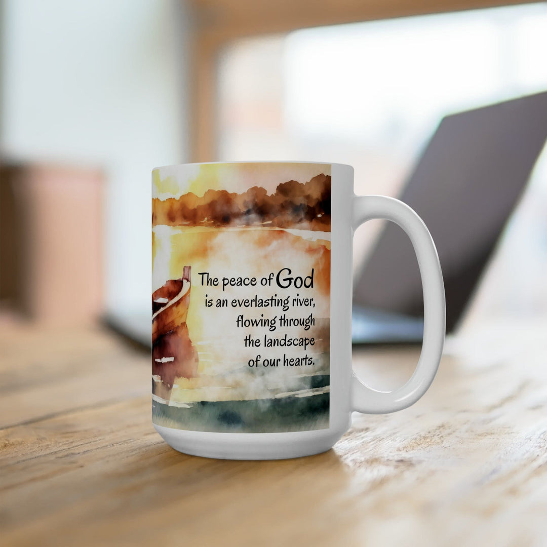 Ceramic Mug 15oz The Peace Of God - Everlasting River Illustration - Decorative