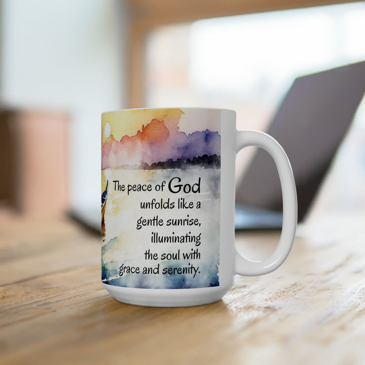 Ceramic Mug 15oz the Peace of God - Gentle Sunrise Illustration - Decorative