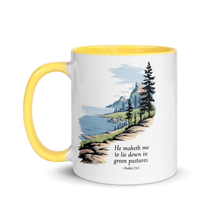 Ceramic Mug with Accent Color and Inspirational Print