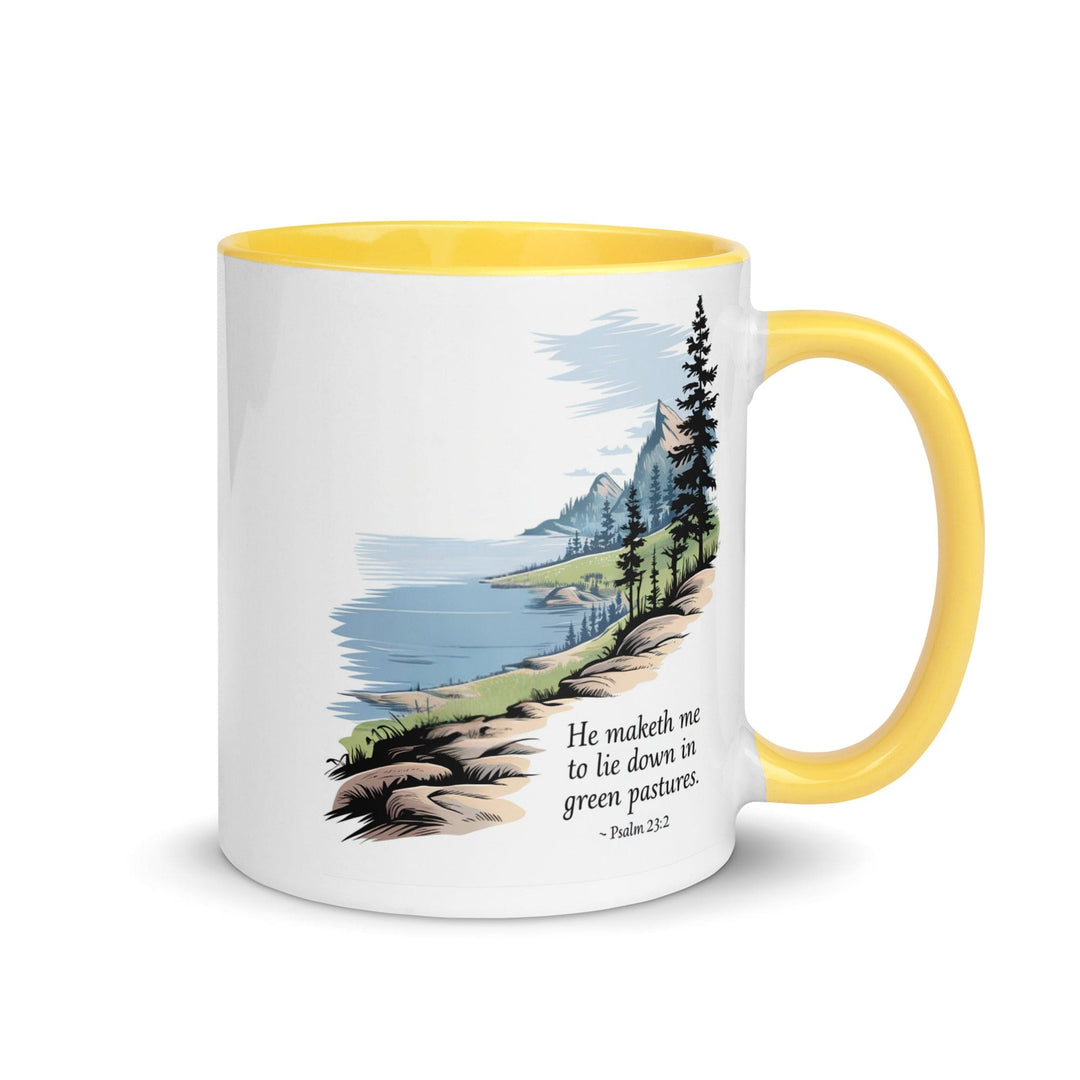 Ceramic Mug with Accent Color and Inspirational Print