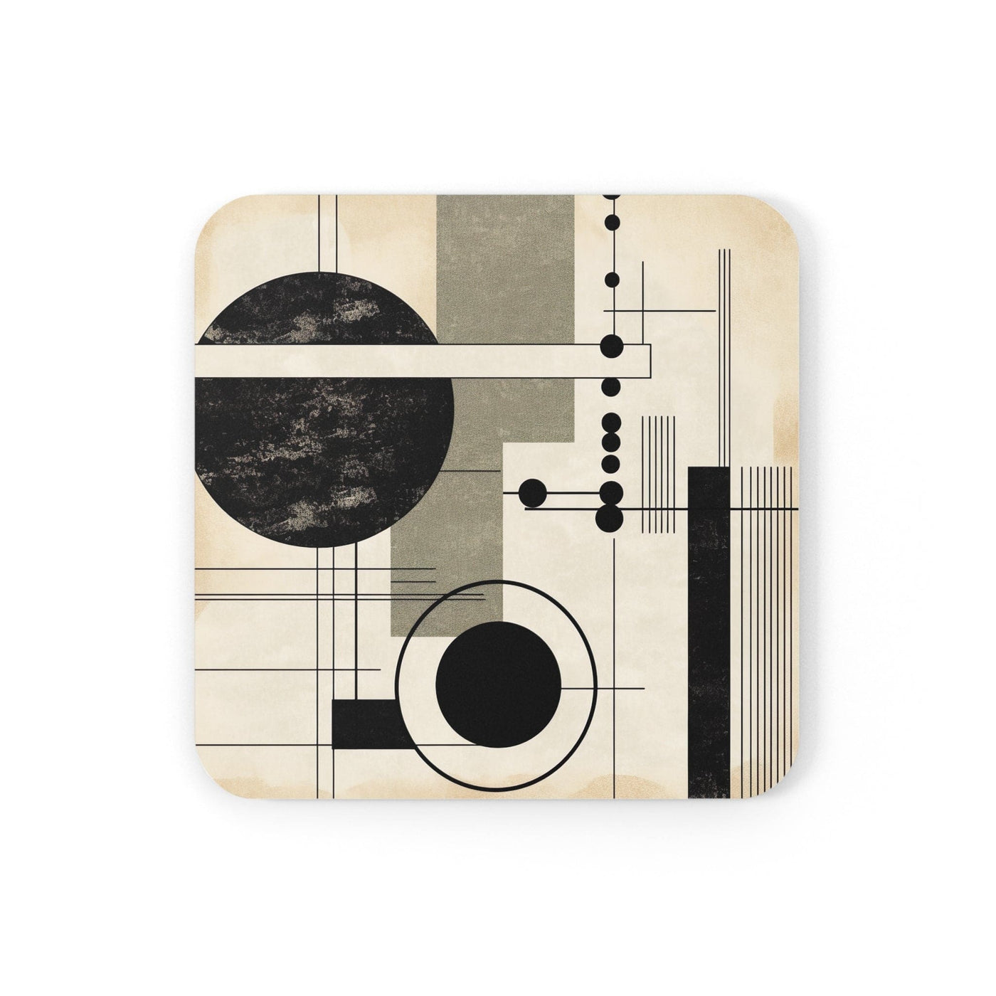 Coaster Set Of 4 For Drinks Abstract Black Beige Brown Geometric Shapes