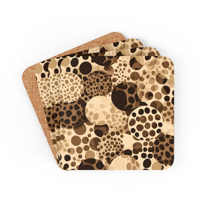 Coaster Set Of 4 For Drinks Beige And Brown Leopard Spots Illustration