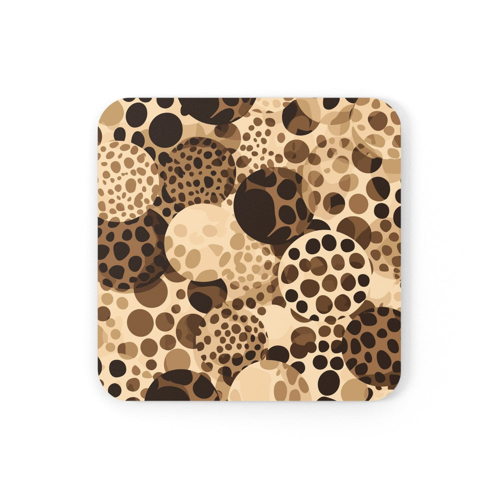 Coaster Set Of 4 For Drinks Beige And Brown Leopard Spots Illustration