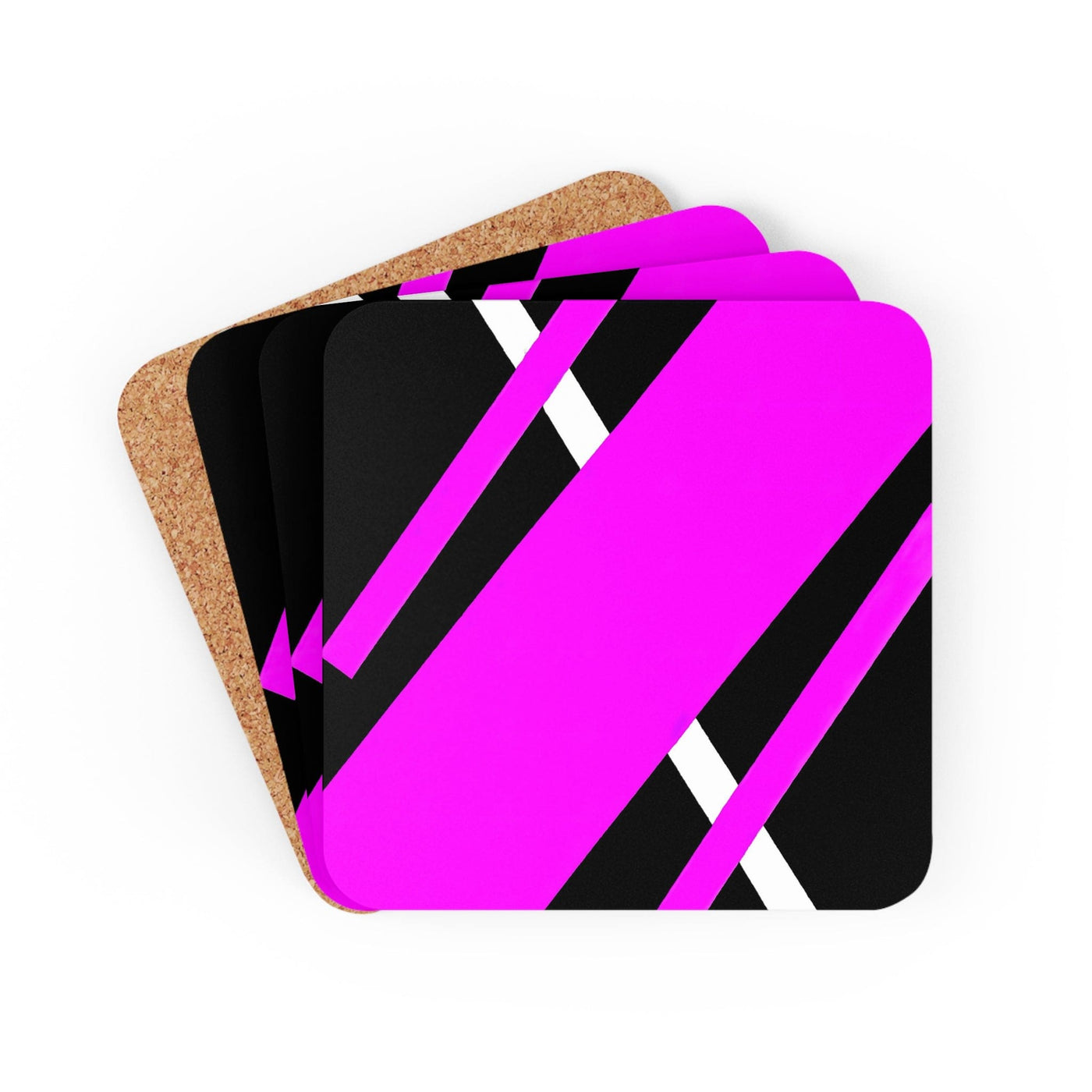 Coaster Set Of 4 For Drinks Black And Pink Pattern - Decorative | Coasters