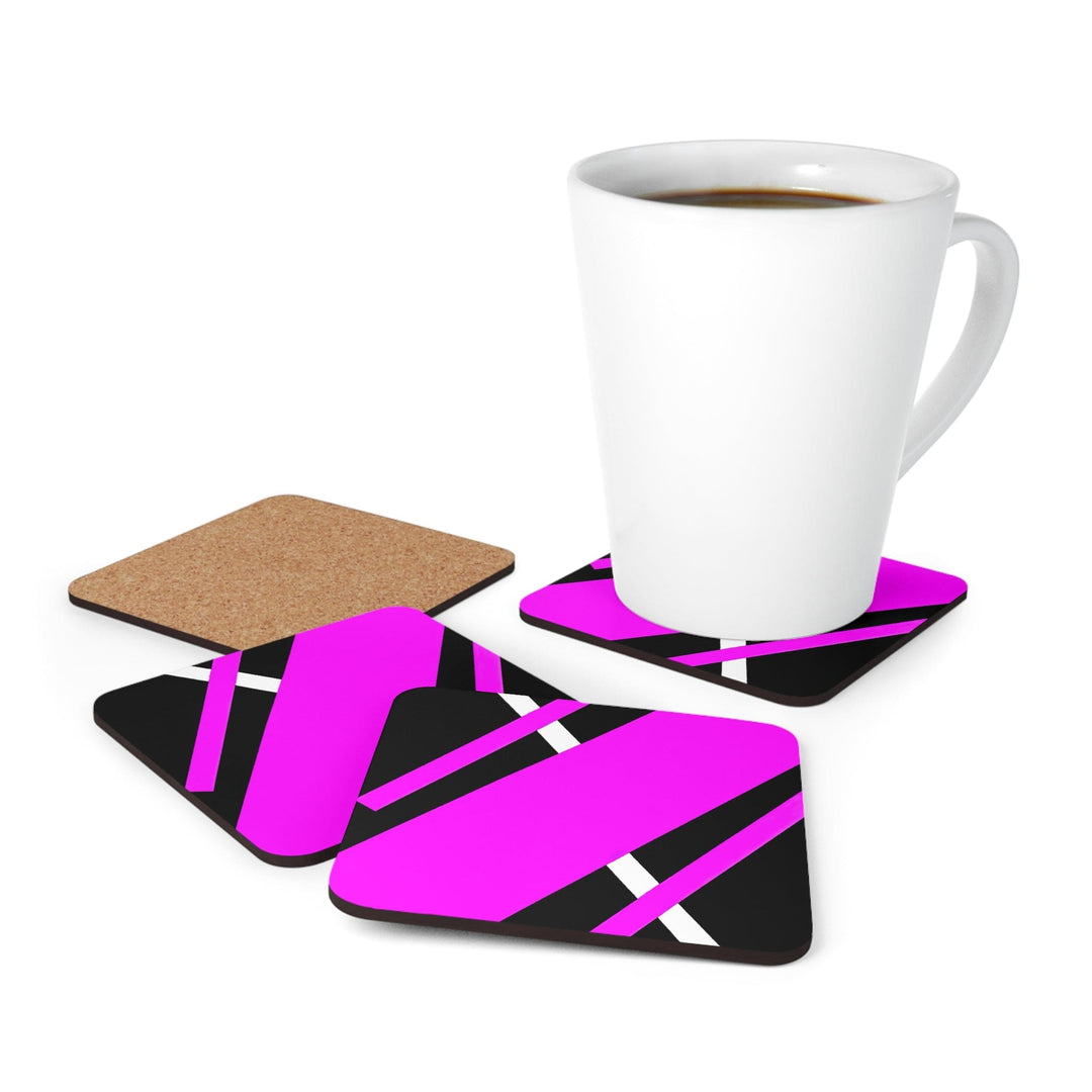 Coaster Set of 4 for Drinks Black and Pink Pattern - Decorative | Coasters