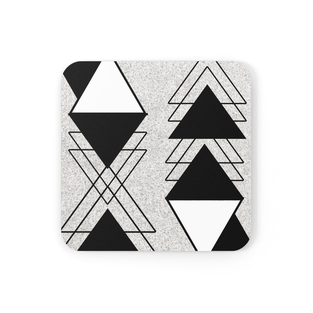 Coaster Set Of 4 For Drinks Black And White Ash Grey Triangular Colorblock