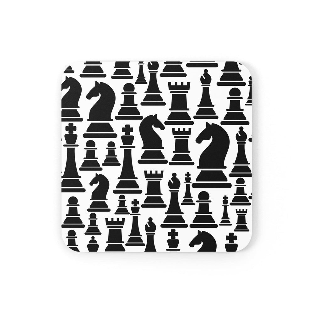 Coaster Set of 4 for Drinks Black and White Chess Print - Decorative | Coasters