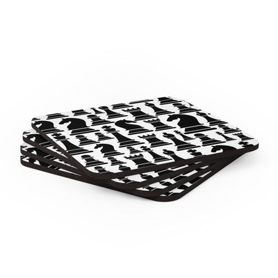 Coaster Set Of 4 For Drinks Black And White Chess Print - Decorative | Coasters