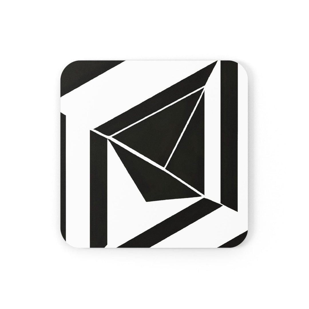 Coaster Set of 4 for Drinks Black and White Geometric Pattern - Decorative