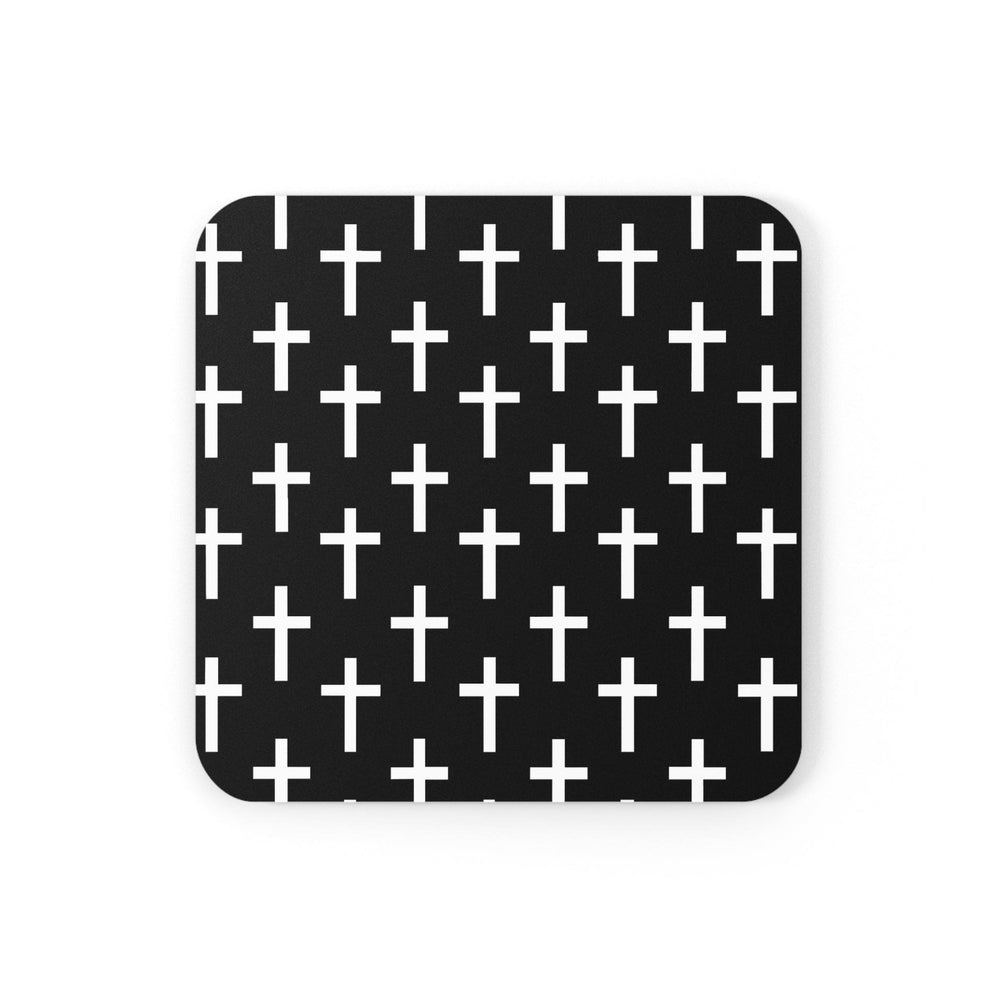 Coaster Set of 4 for Drinks Black and White Seamless Cross Pattern - Decorative