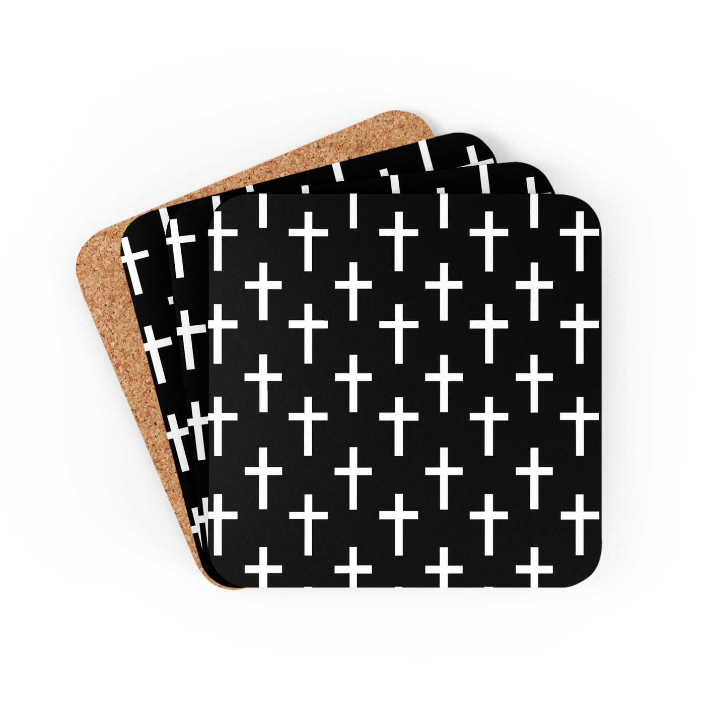 Coaster Set Of 4 For Drinks Black And White Seamless Cross Pattern - Decorative