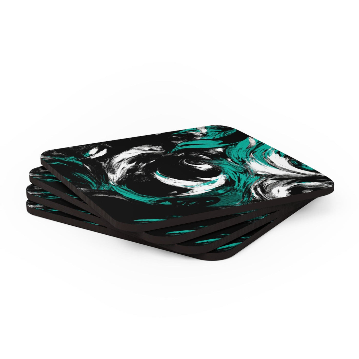 Coaster Set Of 4 For Drinks Black Green White Abstract Pattern - Decorative