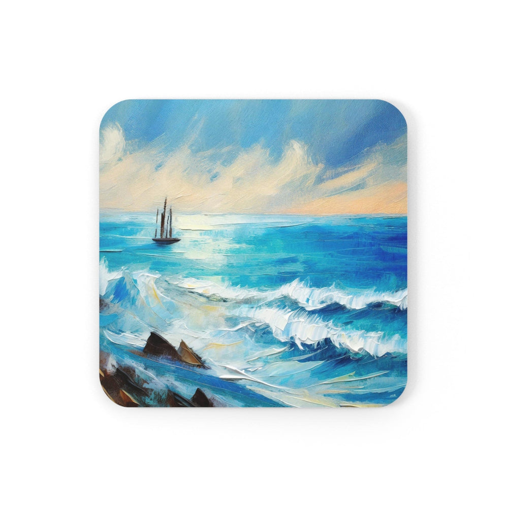 Coaster Set of 4 for Drinks Blue Ocean Print - Decorative | Coasters