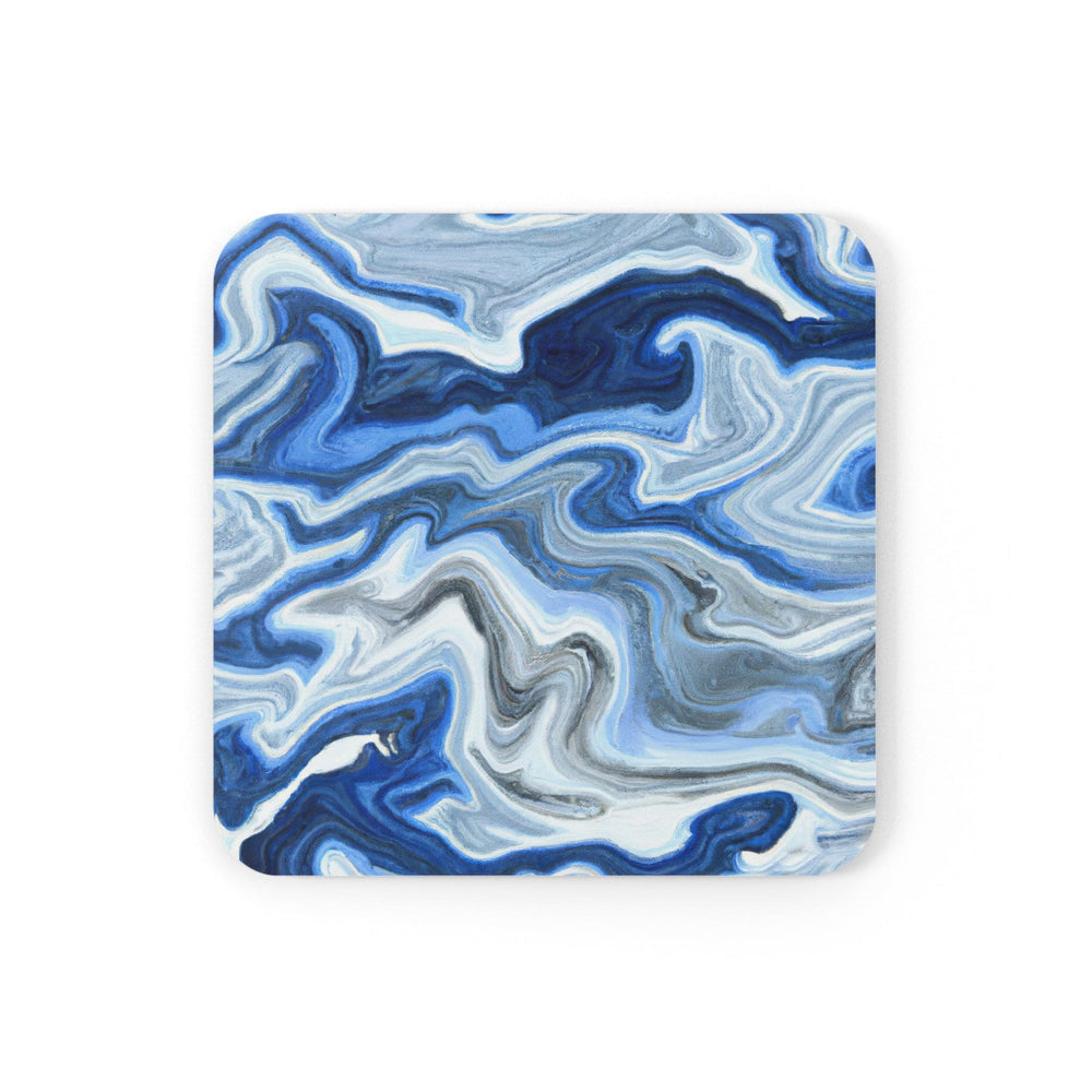 Coaster Set of 4 for Drinks Blue White Grey Marble Pattern - Decorative