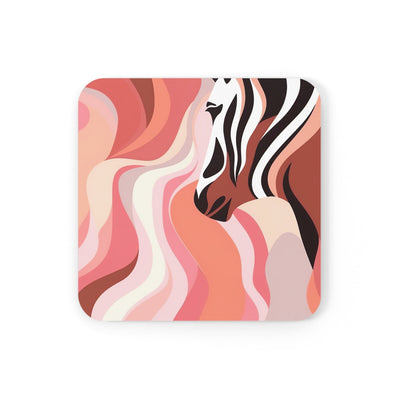 Coaster Set Of 4 For Drinks Boho Pink And White Contemporary Art Lines