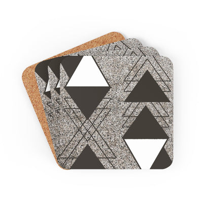Coaster Set Of 4 For Drinks Brown And White Triangular Colorblock - Decorative