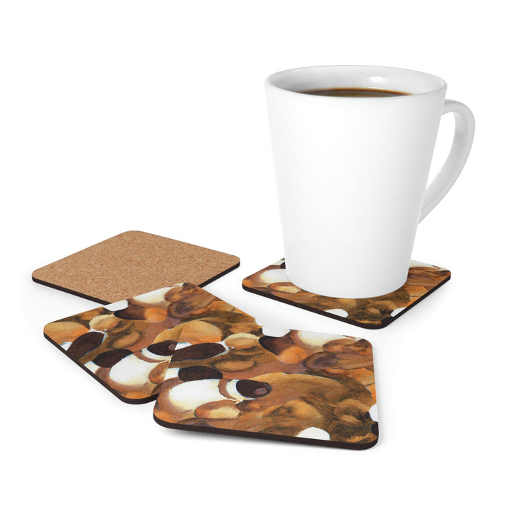 Coaster Set of 4 for Drinks Brown White Stone Pattern - Decorative | Coasters