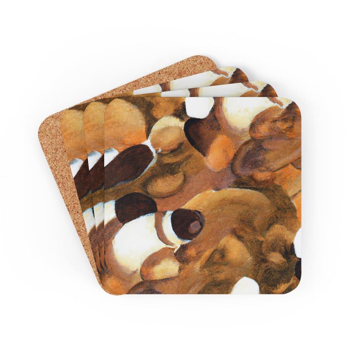 Coaster Set of 4 for Drinks Brown White Stone Pattern - Decorative | Coasters