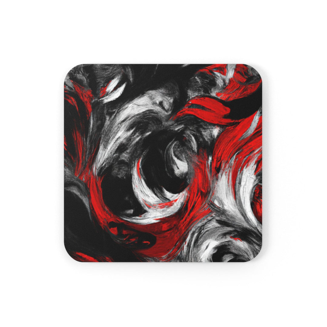 Coaster Set of 4 for Drinks Decorative Black Red White Abstract Seamless