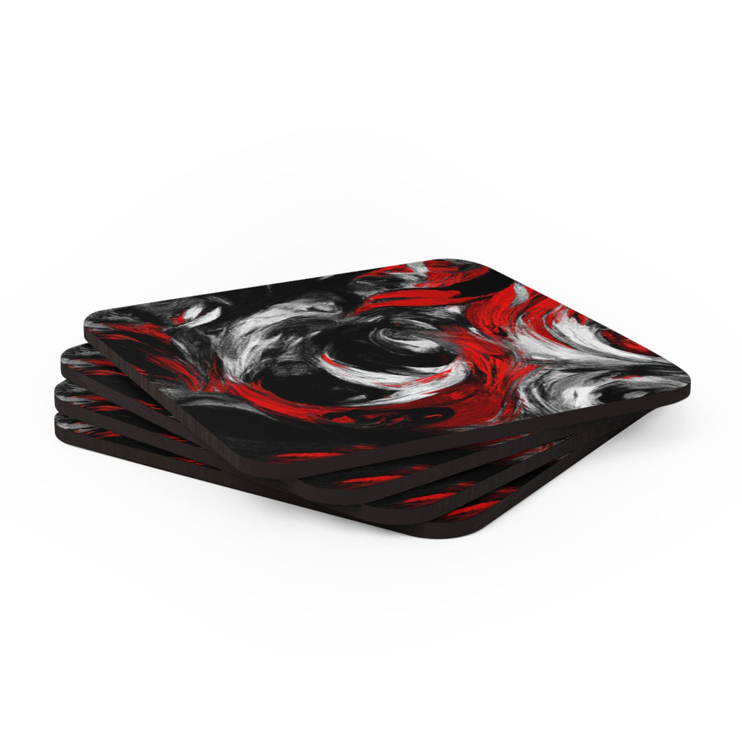 Coaster Set of 4 for Drinks Decorative Black Red White Abstract Seamless