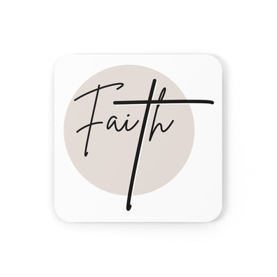 Coaster Set Of 4 For Drinks Faith - Christian Affirmation Black And Beige