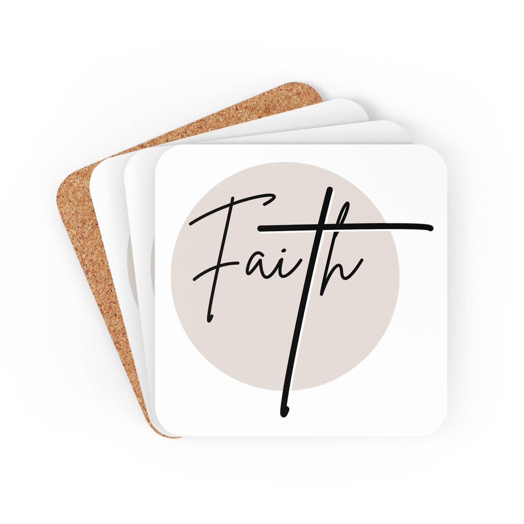 Coaster Set of 4 for Drinks Faith - Christian Affirmation - Black and Beige