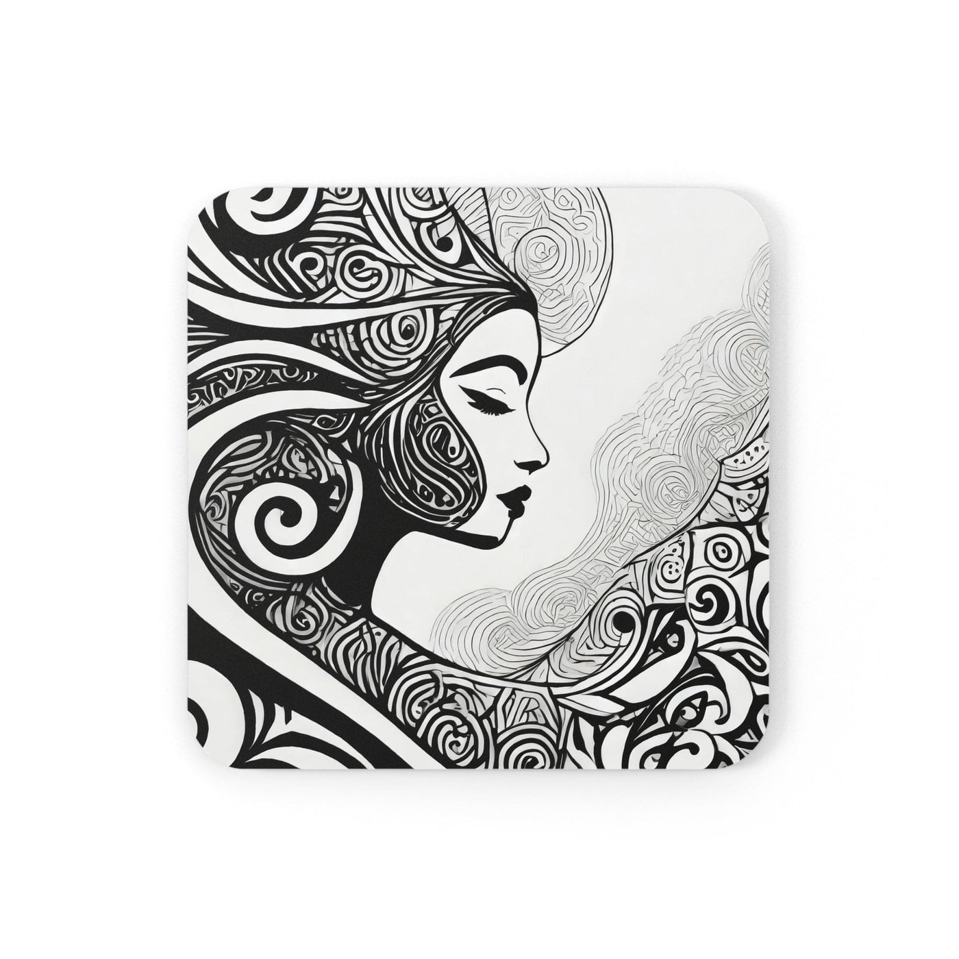 Coaster Set Of 4 For Drinks Female Black Line Art Print 7134 - Decorative