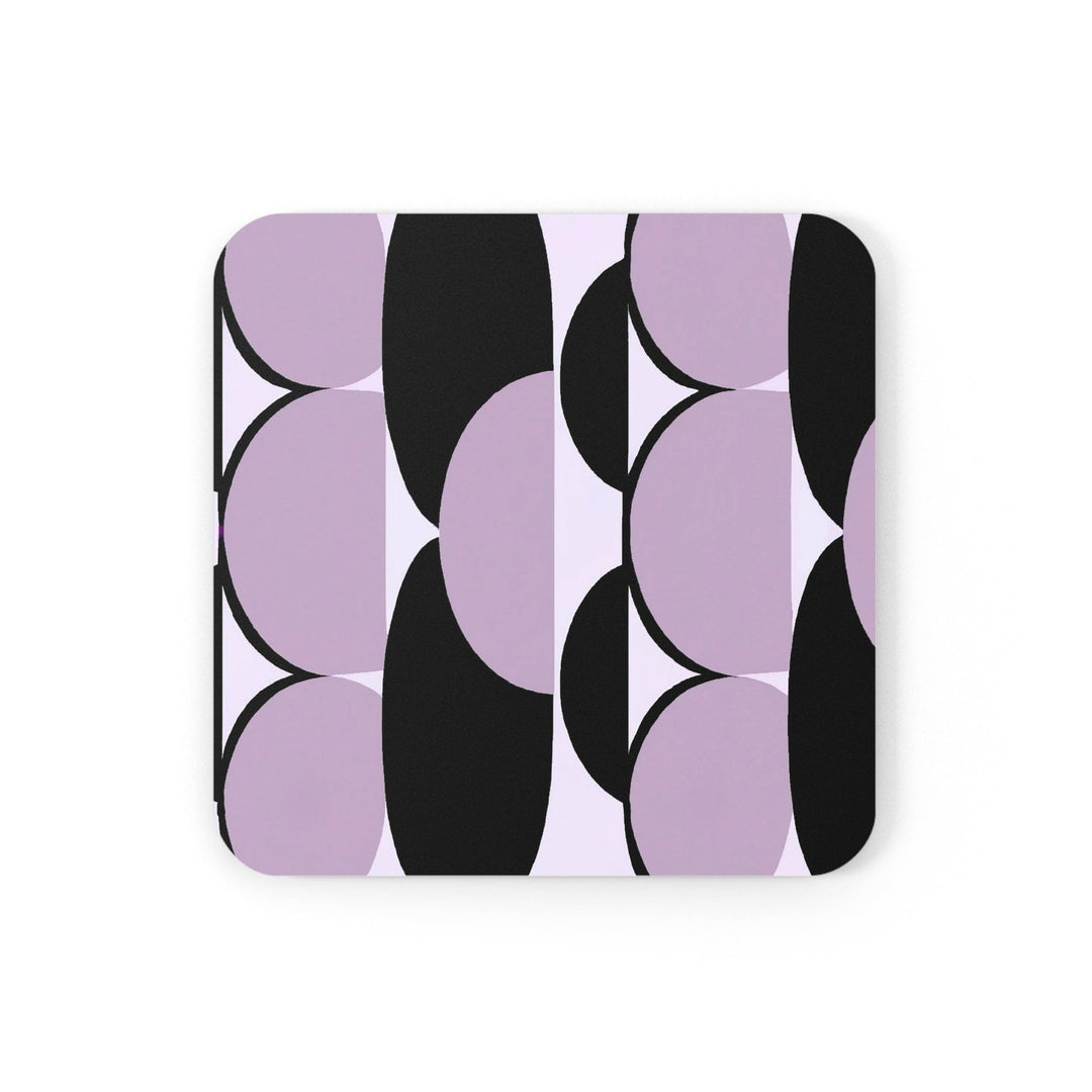 Coaster Set Of 4 For Drinks Geometric Lavender And Black Pattern - Decorative