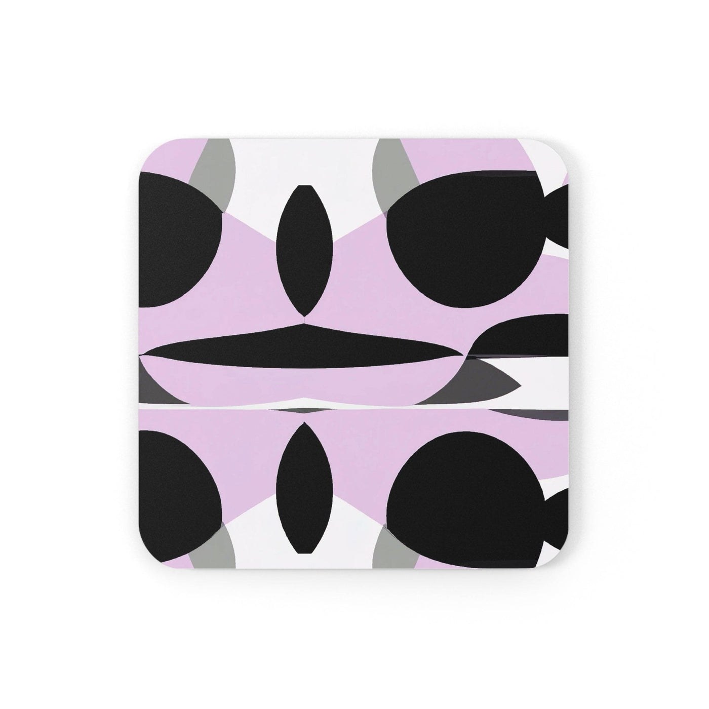 Coaster Set Of 4 For Drinks Geometric Lavender And Black Pattern - Decorative