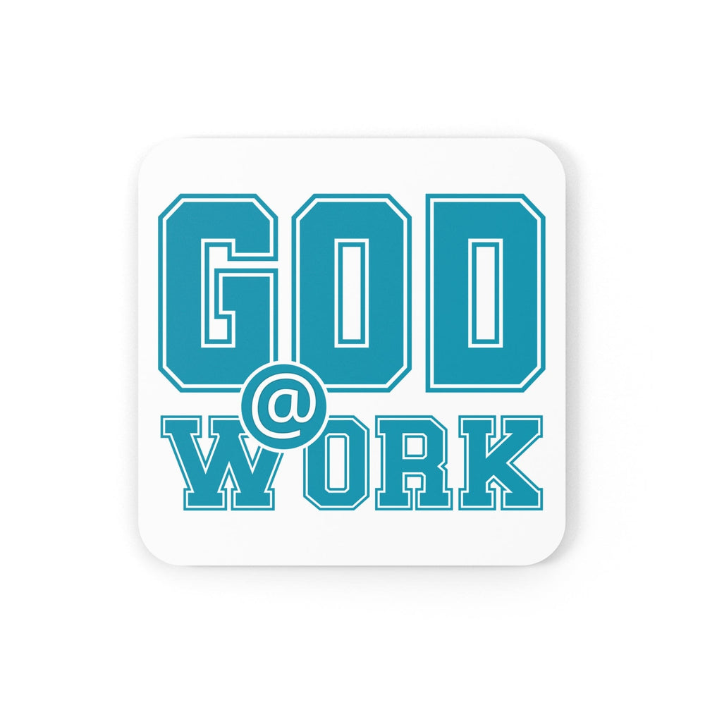 Coaster Set Of 4 For Drinks God @ Work Blue Green And White Print - Decorative