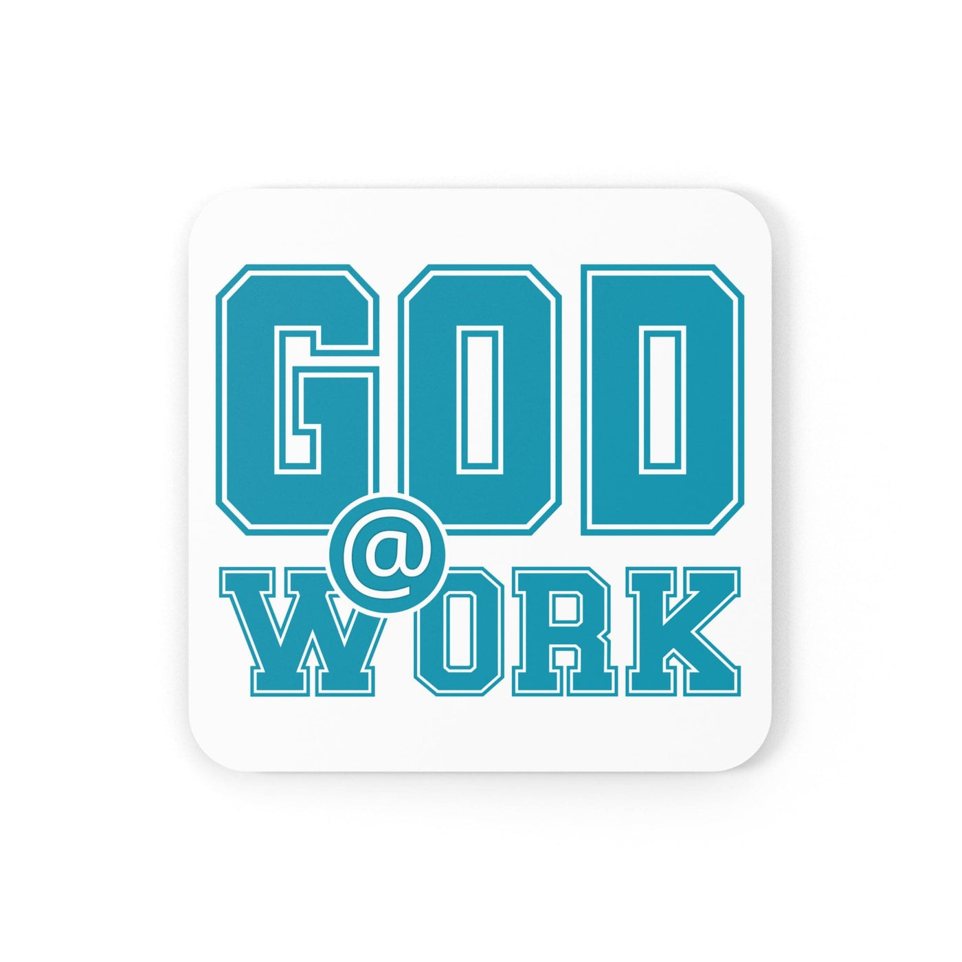 Coaster Set Of 4 For Drinks God @ Work Blue Green And White Print - Decorative