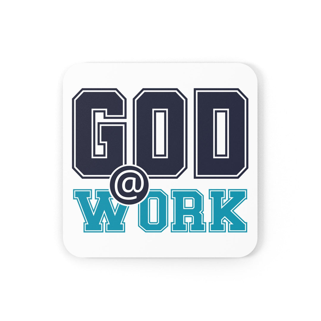 Coaster Set of 4 for Drinks God @ Work Navy Blue and Blue Green Print