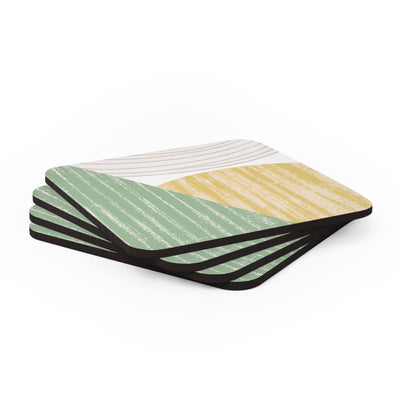 Coaster Set Of 4 For Drinks Green Textured Boho Pattern - Decorative | Coasters