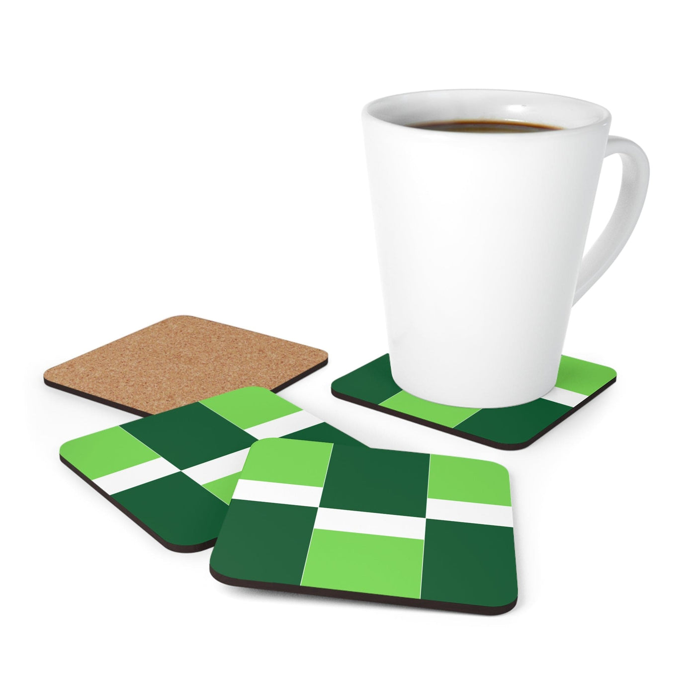 Coaster Set Of 4 For Drinks Lime Forest Irish Green Colorblock - Decorative