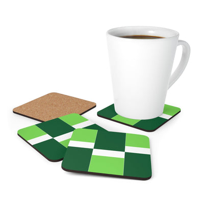 Coaster Set Of 4 For Drinks Lime Forest Irish Green Colorblock - Decorative