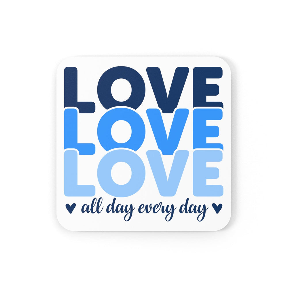 Coaster Set Of 4 For Drinks Love All Day Every Day Blue Print - Decorative
