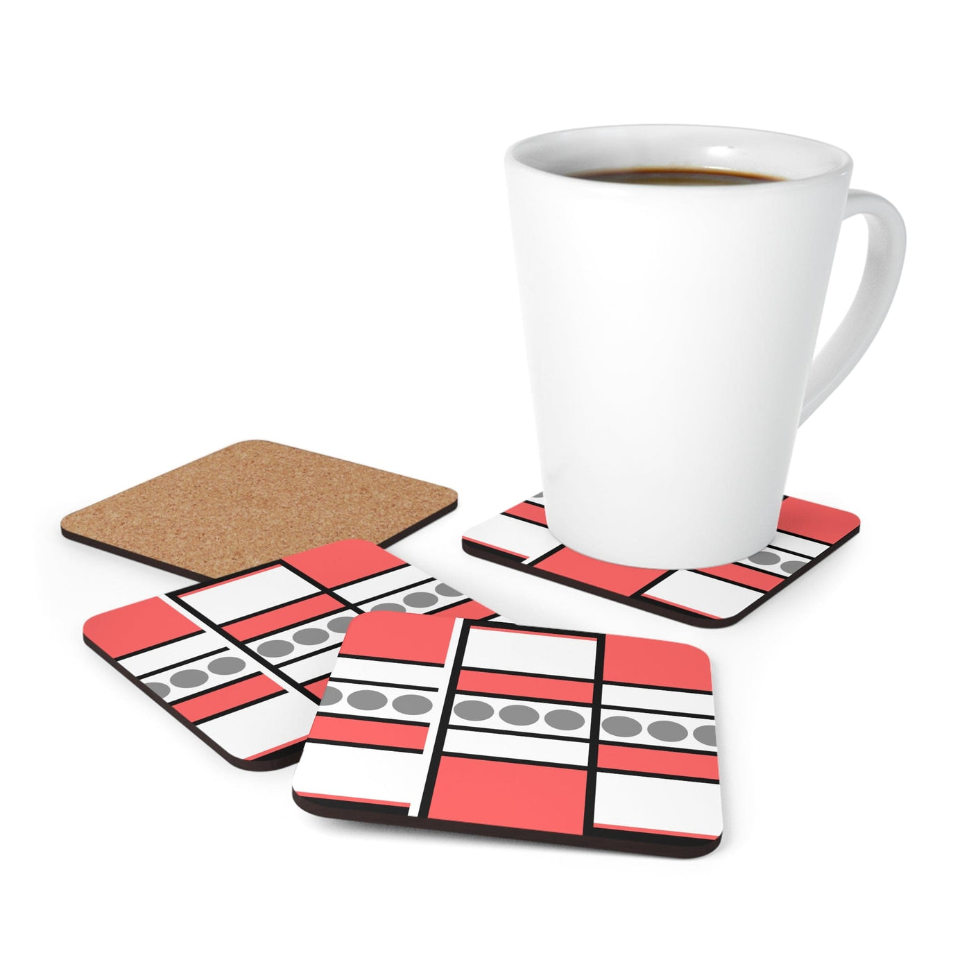 Coaster Set Of 4 For Drinks Mauve Grey Pattern - Decorative | Coasters