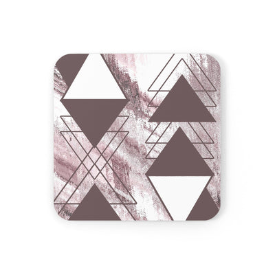 Coaster Set Of 4 For Drinks Mauve Rose And White Triangular Colorblock