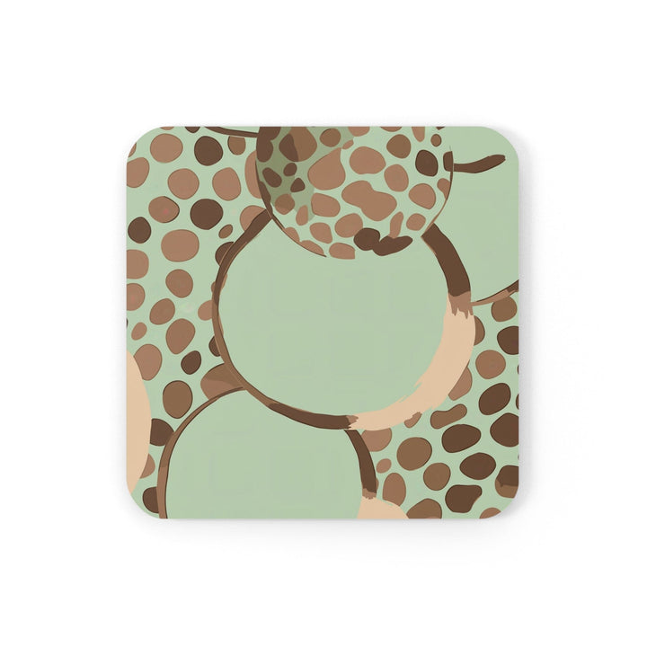 Coaster Set of 4 for Drinks Mint Green and Brown Spotted Illustration