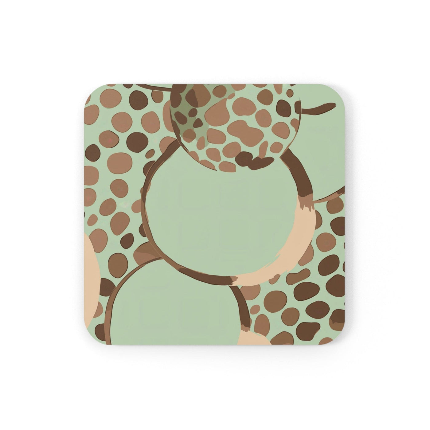 Coaster Set Of 4 For Drinks Mint Green And Brown Spotted Illustration
