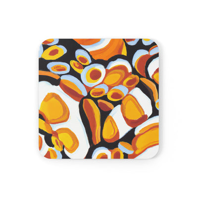 Coaster Set Of 4 For Drinks Orange Black White Geometric Print Pattern