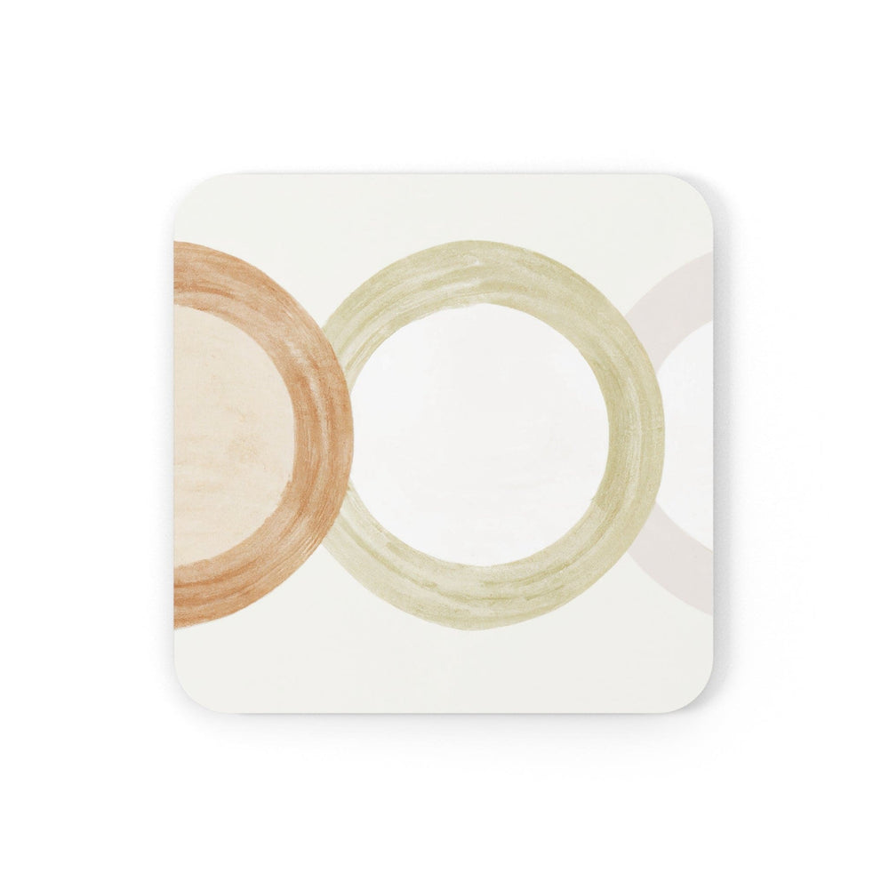 Coaster Set Of 4 For Drinks Pastel Brown Beige Green Geometric Tri Circular