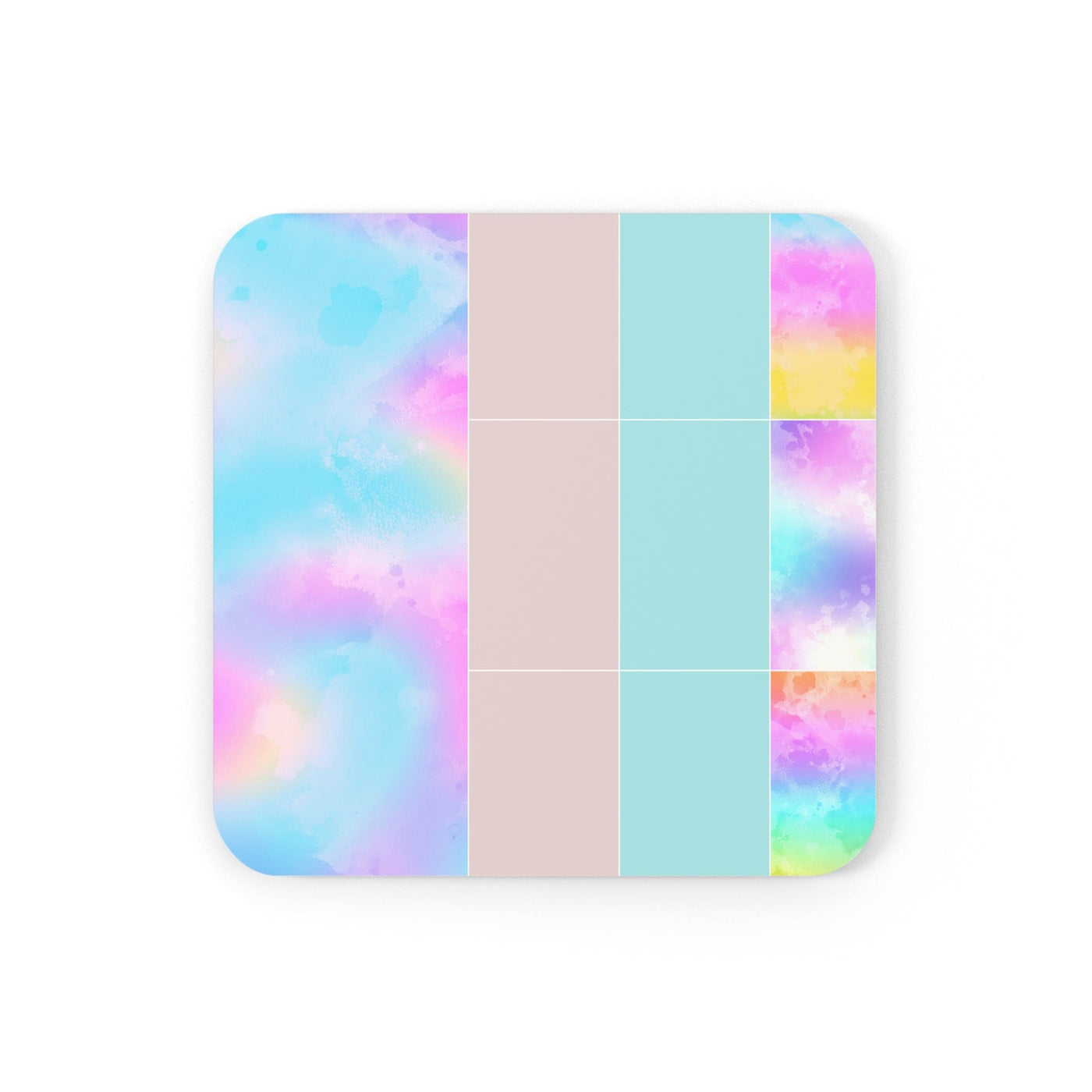 Coaster Set Of 4 For Drinks Pastel Colorblock Watercolor Illustration