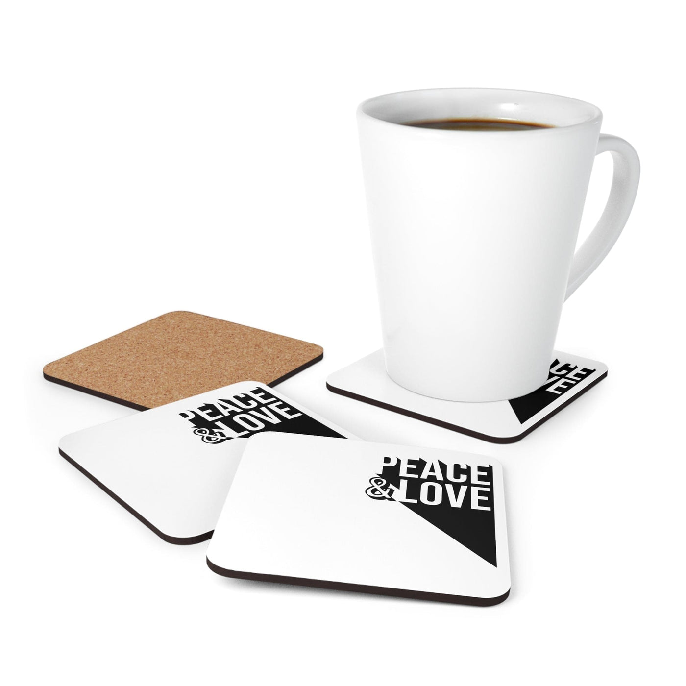 Coaster Set Of 4 For Drinks Peace And Love Print - Decorative | Coasters