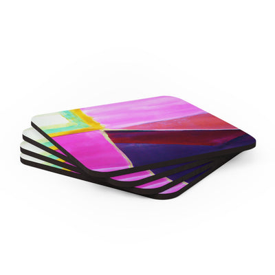 Coaster Set Of 4 For Drinks Pink And Purple Pattern - Decorative | Coasters
